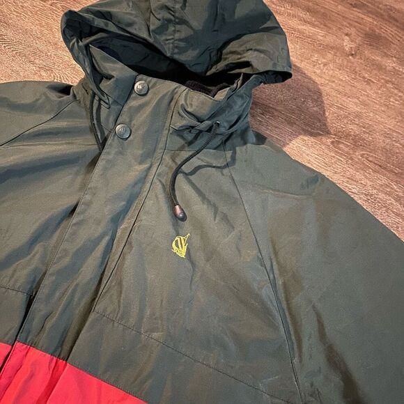 Vtg Nautica Mens 2 in 1 Coat Quilted Lined Layered Hidden Hood Colorblock Sz M - Picture 5 of 14